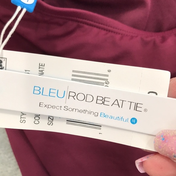 Bleu Rod Beattie Don't Mesh With Me Tie Halter One Piece Pomagranite   New - Picture 3 of 7